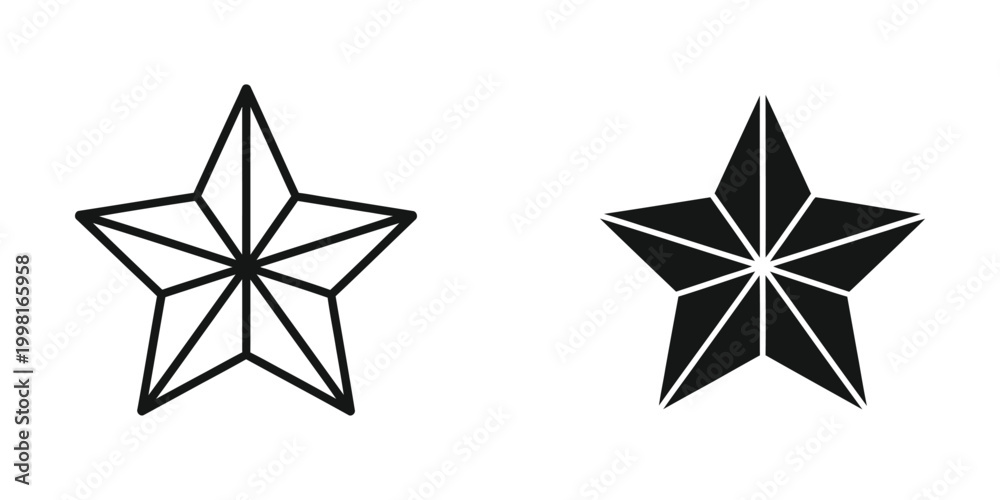 Obraz premium Black and white geometric star icons with simple lines