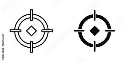 Black and white crosshair target icons set for aiming and precision design elements