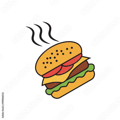 Delicious hamburger with cheese lettuce.