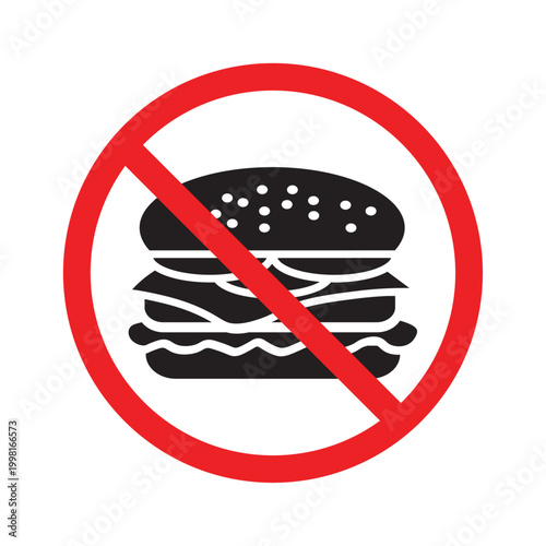 No Burger Food Prohibition Warning Sign.