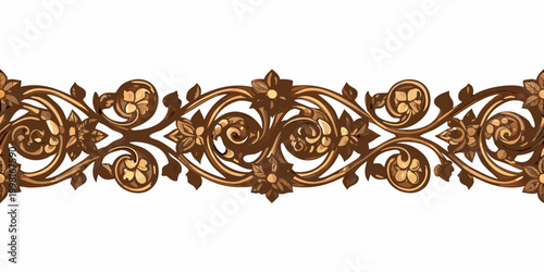 floral ornament intricate baroque style frieze on white background