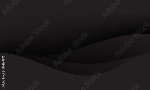 Abstract black paper cut background with elegant wavy layers vector