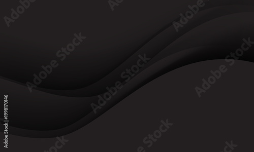 Abstract black paper cut background with elegant wavy layers vector