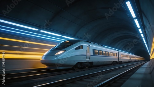 High speed train in tunnel