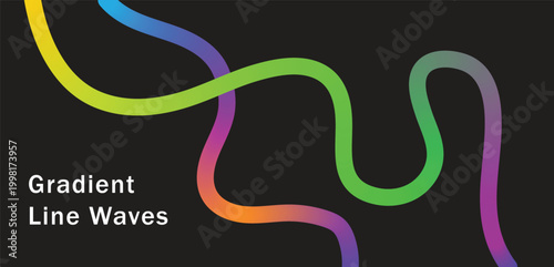 Color Gradient Wave Line Abstract Background. Circular Curve Shape Vibrant Rainbow Ribbons illustration.