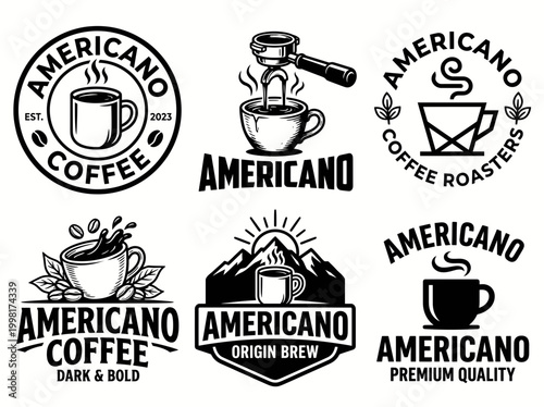 Americano Coffee logo bold line