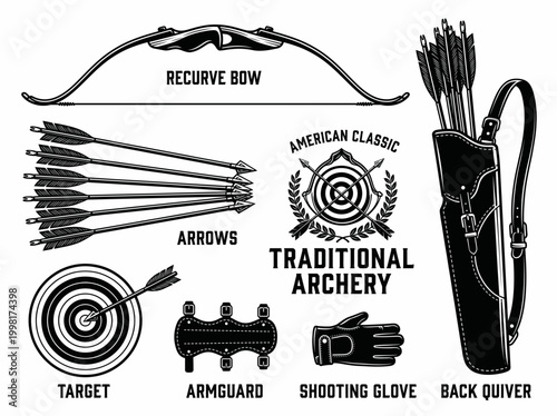 Archery bow arrows and quiver