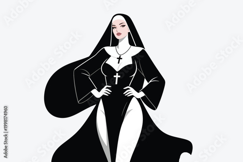 Beautiful Nun Vector Illustration Creative Design Template 