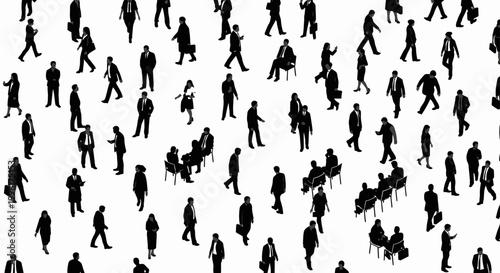 diverse group of business people in silhouette walking and meeting