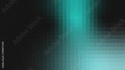Obraz na plátne Abstract teal and black gradient background with grainy noise texture and subtle grid overlay, perfect for modern design, tech projects, and digital backdrops