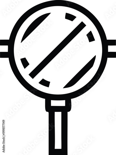Vertical Outline Magnifying Glass Icon with Horizontal Bars Indicating Specific Search Parameters