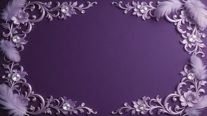 Purple floral decorative frame