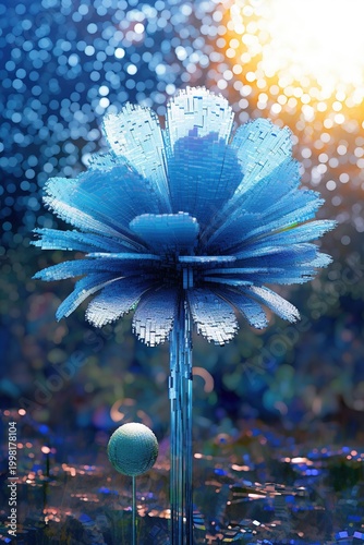 Glowing Futuristic Lotus Flower – Neon Bioluminescent Floral Digital Art
