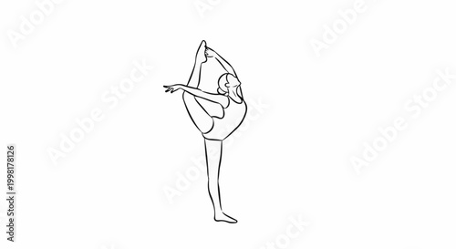 Minimalist outline of a dancer in a challenging yoga pose