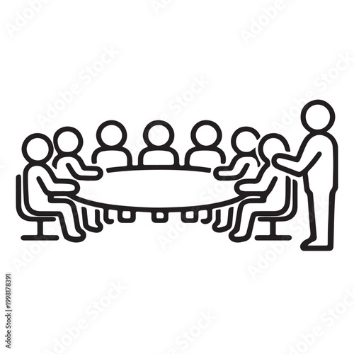 Minimalist Leadership Teamwork Icon — Presentation and Collaboration