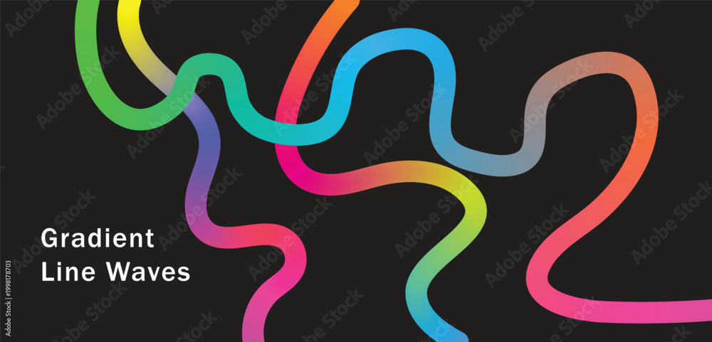 Fototapeta premium Abstract Color Lines Pattern with Curve Gradient Wave Shapes. 3D Dynamic Lines Rainbow.