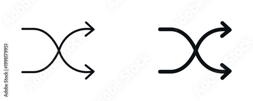 Merge arrows icon set, directional flow combining paths concept in line and flat style. vector illustration.