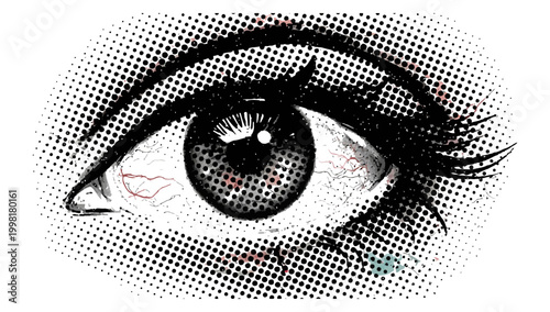 Retro halftone collage eye