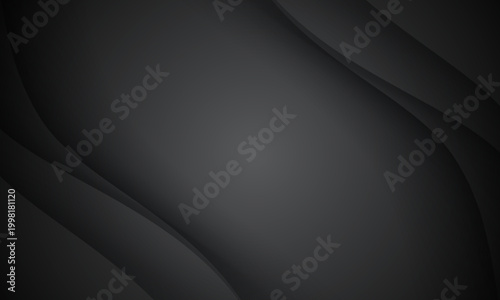 Abstract black paper cut background with elegant wavy layers vector