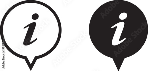 Info icons set with buttons and black speech bubbles, pointer signs for UI help and guidance