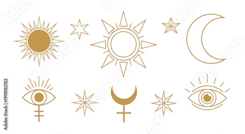 Astrology symbols on white background.