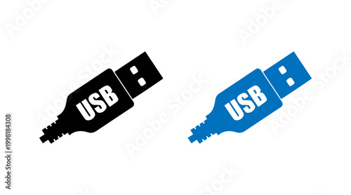USB Flash Drive Icon Set – Data Storage Device Vector