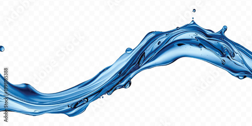 realistic 3d smooth liquid clean water splash in curve and wave style isolated on transparent background	
