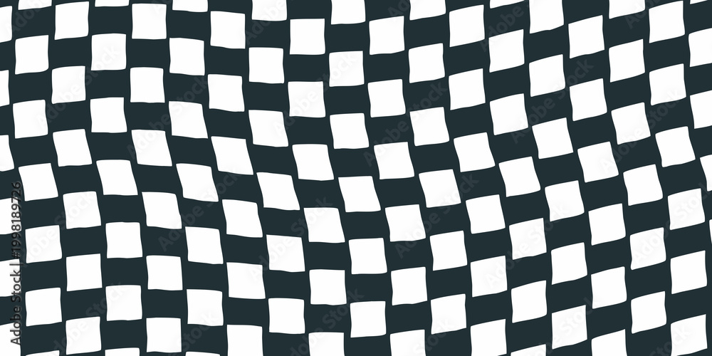 Obraz premium checkerboard pattern irregular hand drawn black and white
