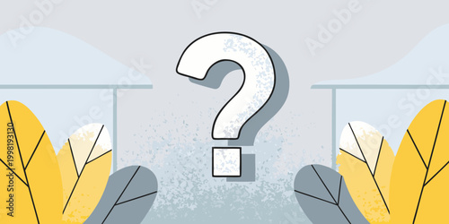 Question mark icon with floral elements flat vector illustration