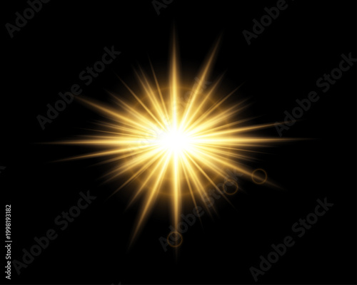 golden starburst effect with glowing rays on black background high quality professional detailed modern elegant stylish