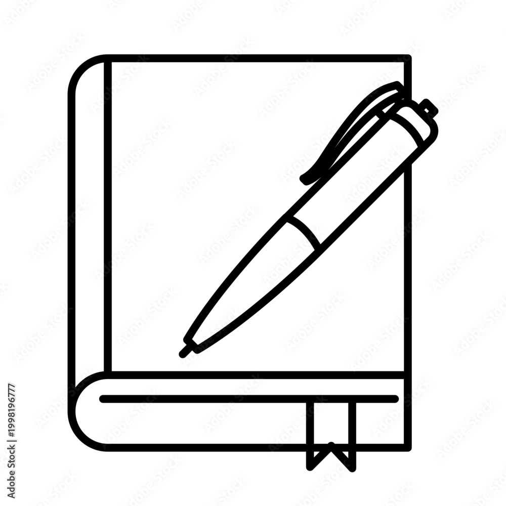 Naklejka premium Book and pen icon