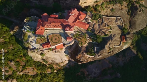 Holy Monastery of the Holy Trinity at Sunset, Meteora, Greece