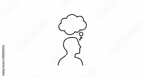 Outline of a person with a thought bubble above their head