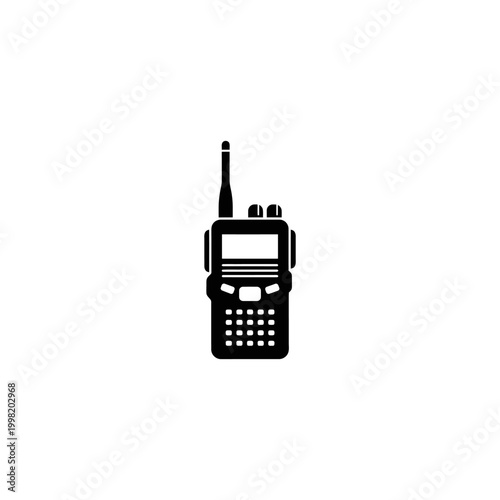 Black Walkie Talkie Icon with Antenna and Buttons