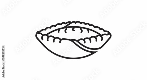 Outline illustration of a single pastry with decorative crimped edge