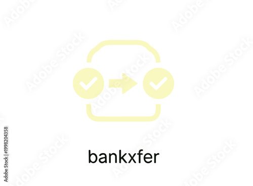 Vector graphic of two checkmarks with an arrow in between on a for bank transfer
