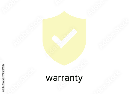 Yellow shield icon with checkmark and warranty text