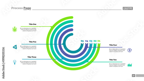 Circle Chart with Five Elements Slide