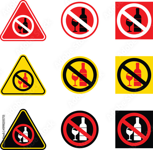 no eating and drinking symbols prohibition and warning
