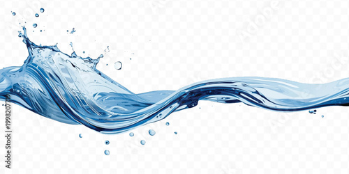 realistic 3d smooth liquid clean water splash in curve and wave style isolated on transparent background	
