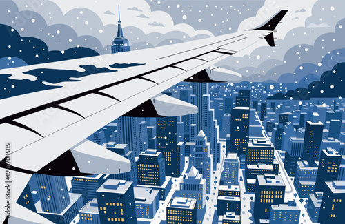 Set of Vintage Aviation Illustrations Featuring Airport Runways, Airplane Window Views, and Retro Travel Landscapes