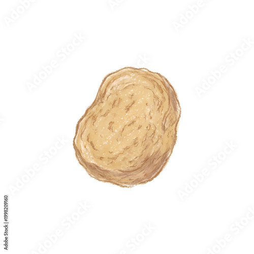 Golden fried chicken nugget illustration isolated on black background