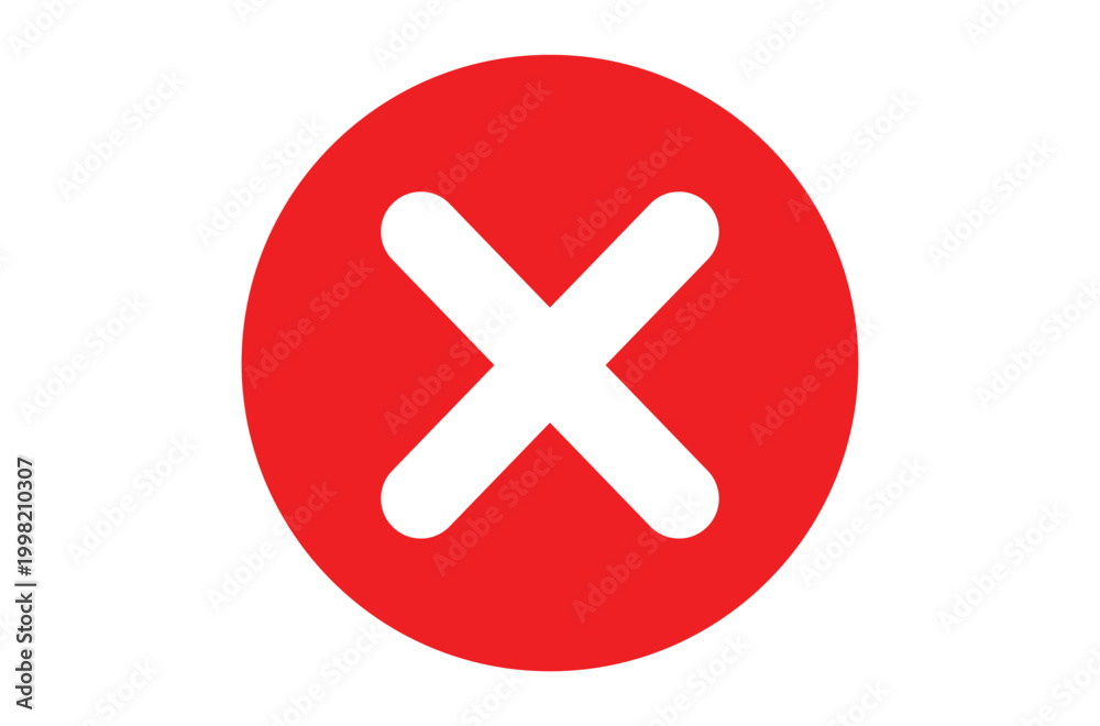 Obraz premium Red circle with white X cross