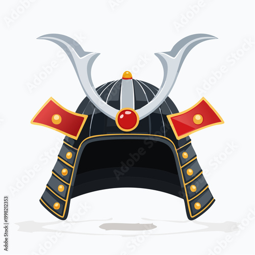 Traditional Japanese Samurai Helmet Closeup.