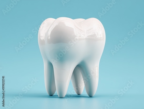 Clean White Tooth Isolated on Blue Background