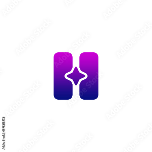 Letter H With Sparkle Logo Vector Design