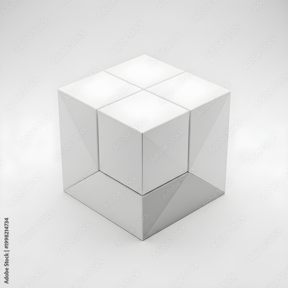Fototapeta premium A complex geometric structure composed of multiple interconnected cubes.