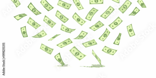 Falling money us dollar banknotes vector illustration on white background