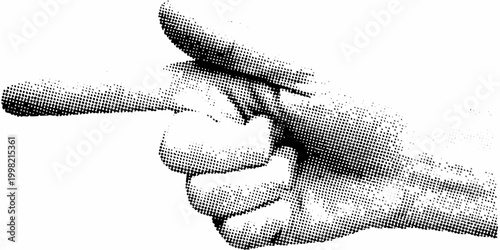 Hand gesture illustration pointing finger black and white graphic