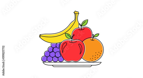 Colorful still life of assorted fruits arranged on a plate